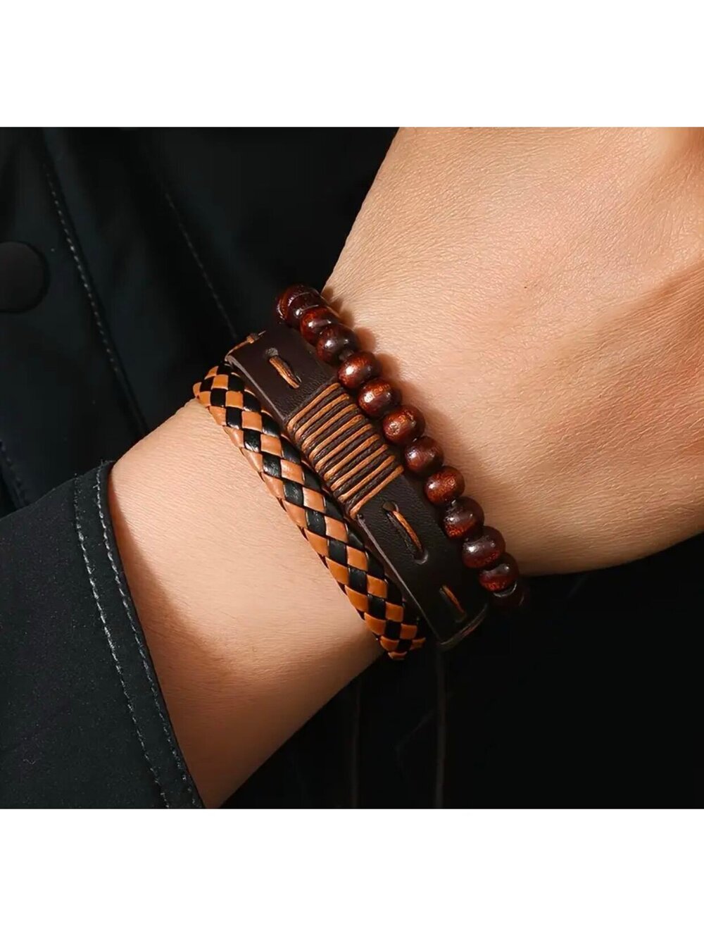 New - Men’s (Unisex) Multi-Layered Leather Bracelet Set